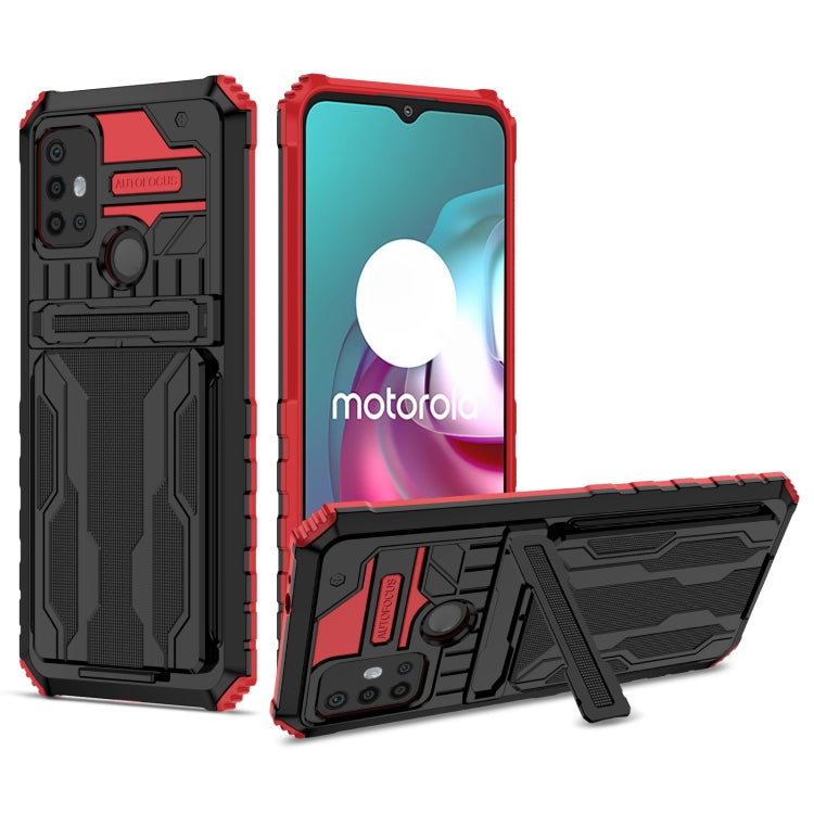 For Motorola Moto G30 Kickstand Armor Card Wallet Phone Case