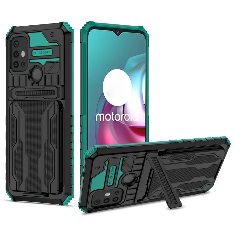 For Motorola Moto G30 Kickstand Armor Card Wallet Phone Case