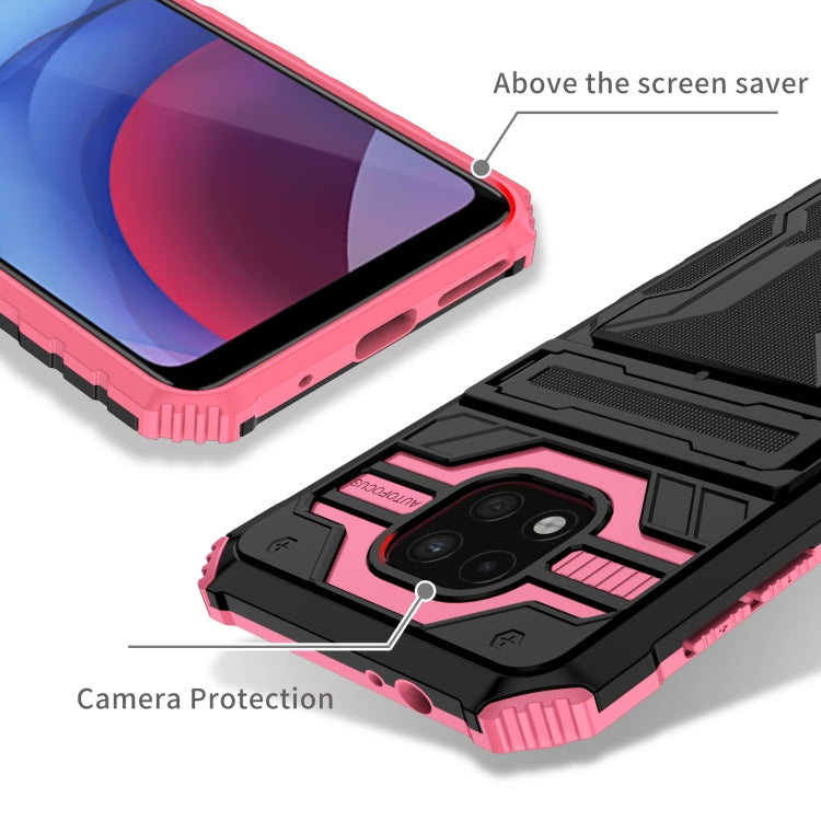 For Motorola Moto G Power 2021 Kickstand Armor Card Wallet Phone Case