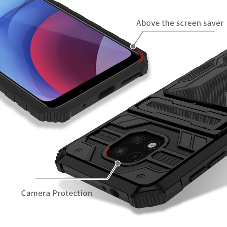 For Motorola Moto G Power 2021 Kickstand Armor Card Wallet Phone Case