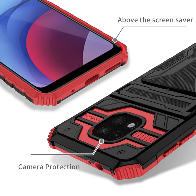 For Motorola Moto G Power 2021 Kickstand Armor Card Wallet Phone Case