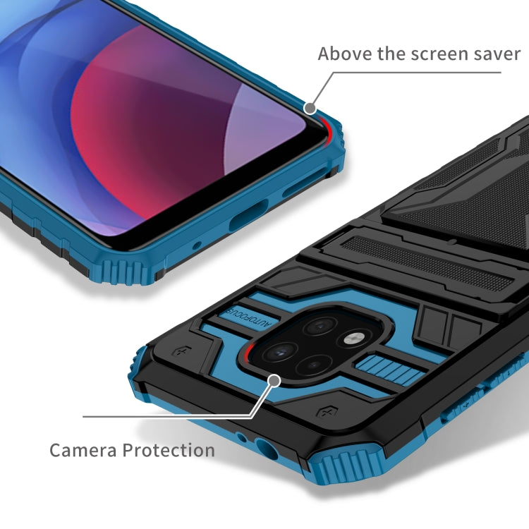 For Motorola Moto G Power 2021 Kickstand Armor Card Wallet Phone Case