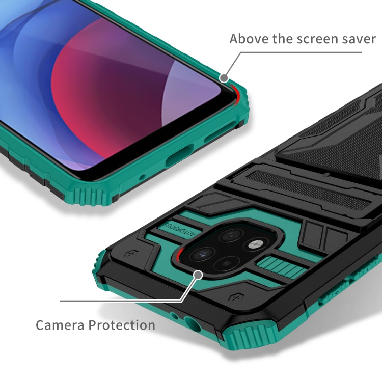 For Motorola Moto G Power 2021 Kickstand Armor Card Wallet Phone Case