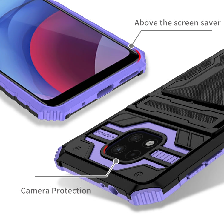 For Motorola Moto G Power 2021 Kickstand Armor Card Wallet Phone Case