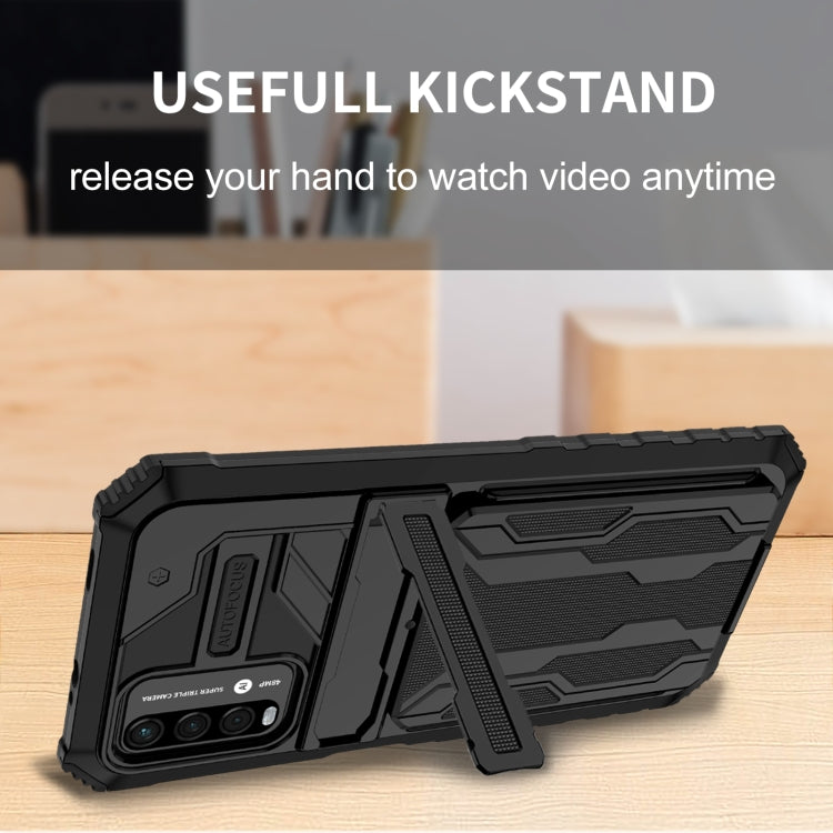 For Xiaomi Poco M3 / Redmi Note 9 4G Kickstand Armor Card Wallet Phone Case