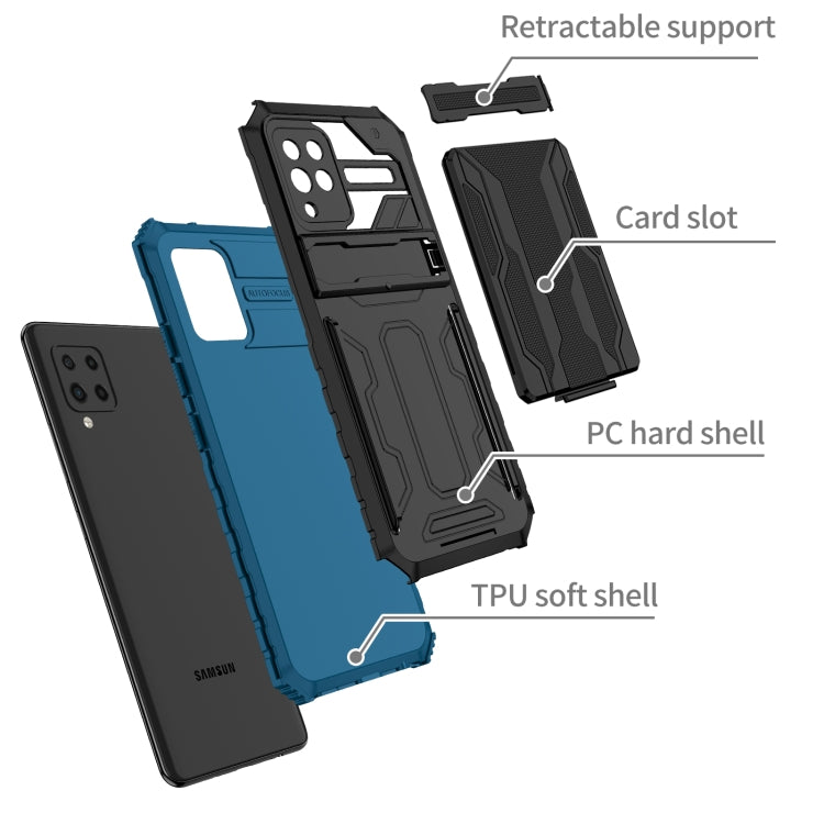 For Samsung Galaxy A42 5G Kickstand Armor Card Wallet Phone Case