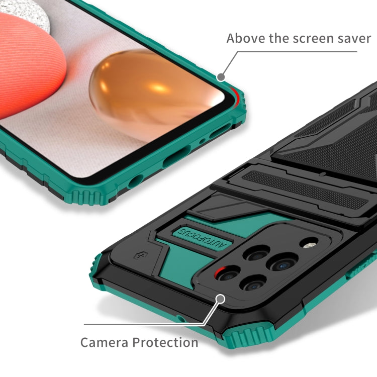 For Samsung Galaxy A42 5G Kickstand Armor Card Wallet Phone Case