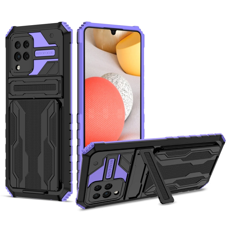 For Samsung Galaxy A42 5G Kickstand Armor Card Wallet Phone Case