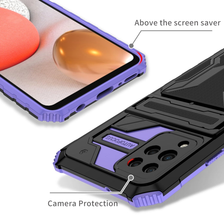 For Samsung Galaxy A42 5G Kickstand Armor Card Wallet Phone Case