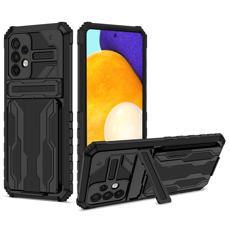 For Samsung Galaxy A72 5G / 4G Kickstand Armor Card Wallet Phone Case