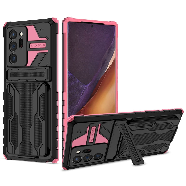 For Samsung Galaxy Note20 Ultra Kickstand Armor Card Wallet Phone Case