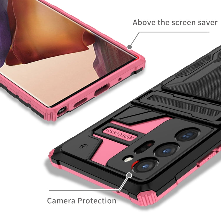For Samsung Galaxy Note20 Ultra Kickstand Armor Card Wallet Phone Case