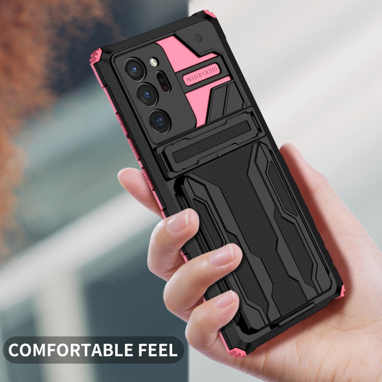 For Samsung Galaxy Note20 Ultra Kickstand Armor Card Wallet Phone Case