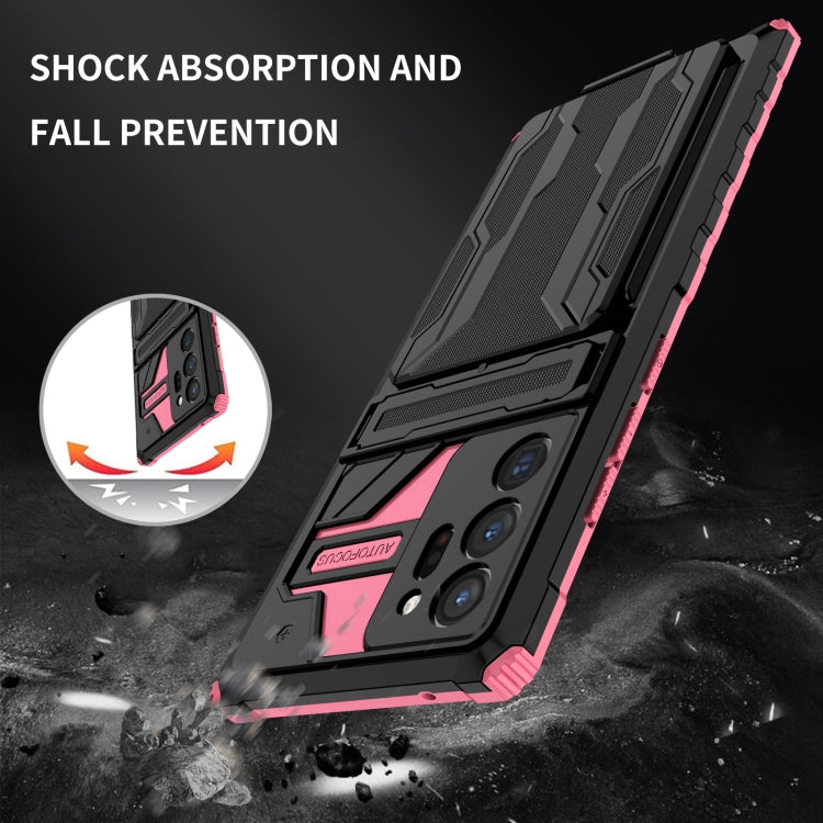 For Samsung Galaxy Note20 Ultra Kickstand Armor Card Wallet Phone Case