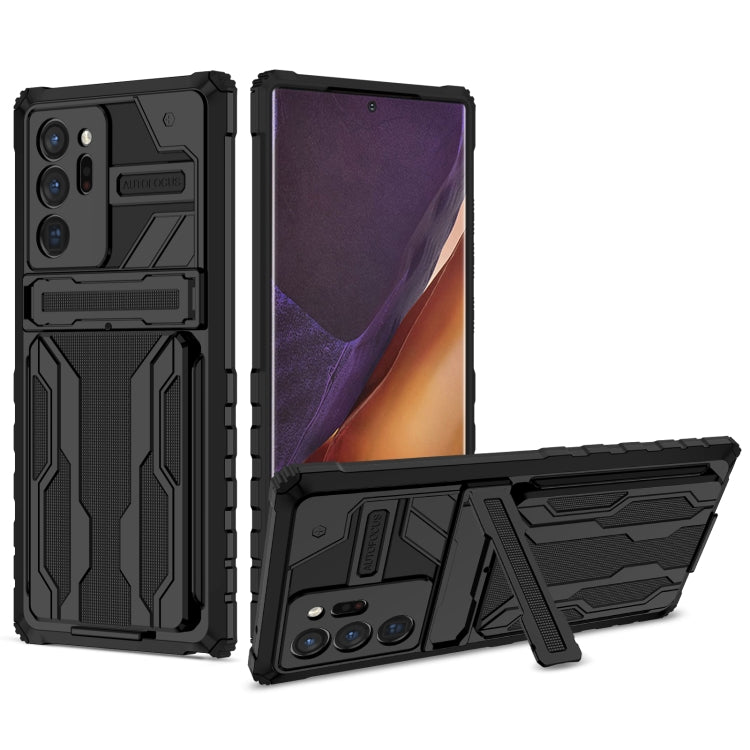 For Samsung Galaxy Note20 Ultra Kickstand Armor Card Wallet Phone Case