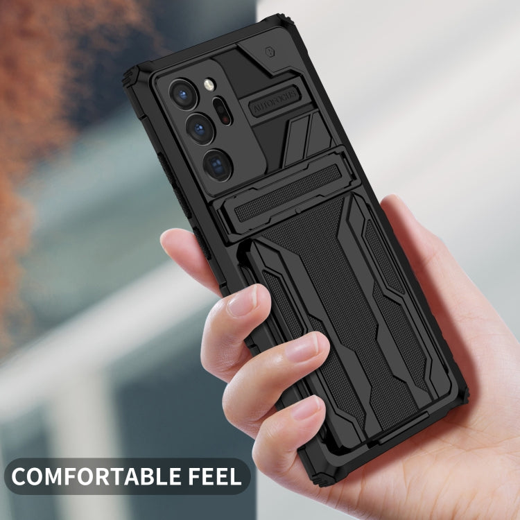 For Samsung Galaxy Note20 Ultra Kickstand Armor Card Wallet Phone Case