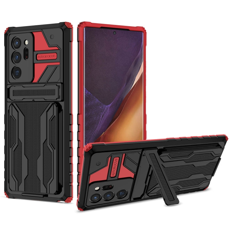 For Samsung Galaxy Note20 Ultra Kickstand Armor Card Wallet Phone Case