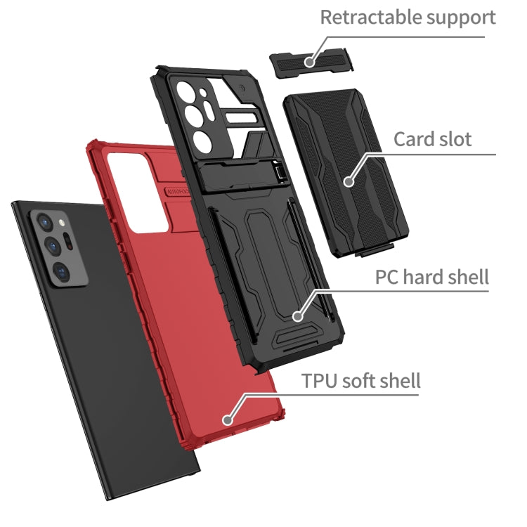 For Samsung Galaxy Note20 Ultra Kickstand Armor Card Wallet Phone Case