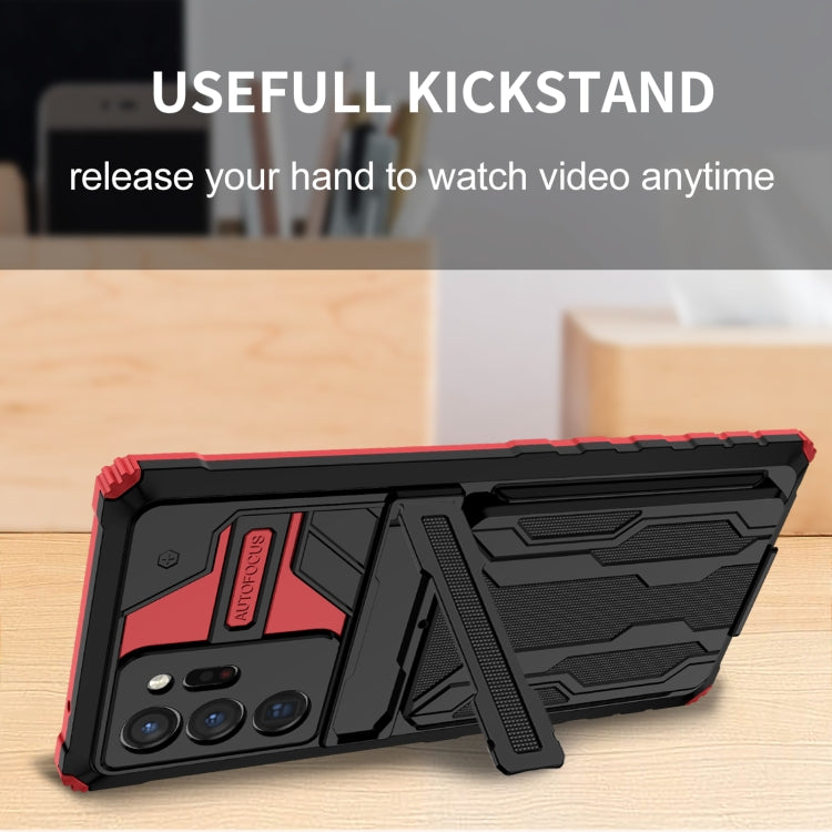 For Samsung Galaxy Note20 Ultra Kickstand Armor Card Wallet Phone Case