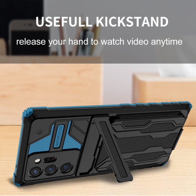 For Samsung Galaxy Note20 Ultra Kickstand Armor Card Wallet Phone Case
