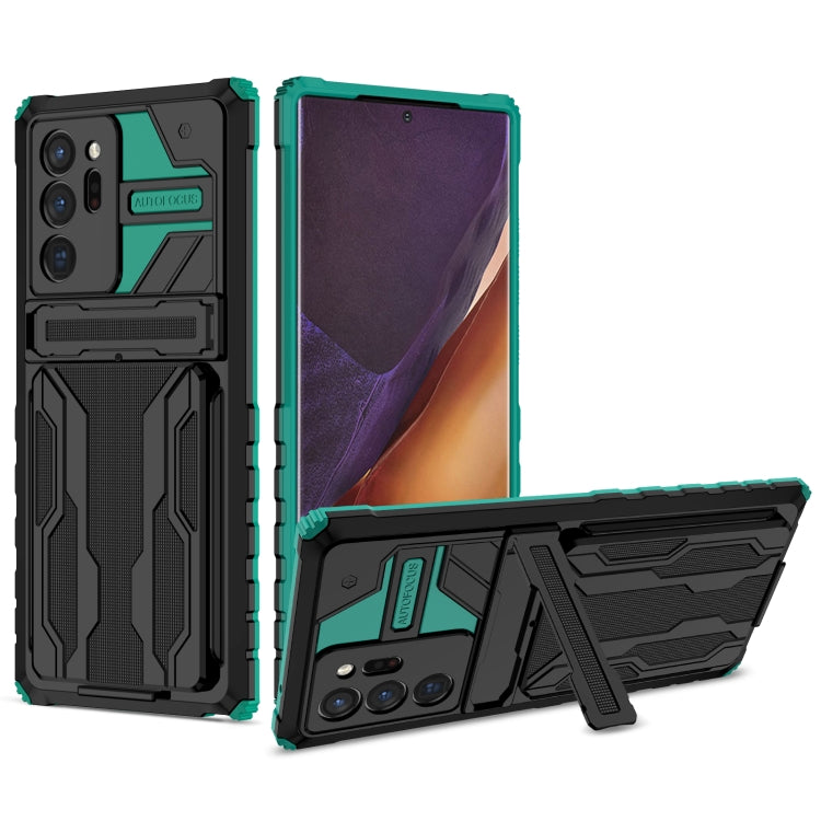 For Samsung Galaxy Note20 Ultra Kickstand Armor Card Wallet Phone Case
