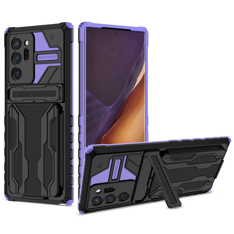 For Samsung Galaxy Note20 Ultra Kickstand Armor Card Wallet Phone Case