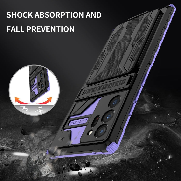 For Samsung Galaxy Note20 Ultra Kickstand Armor Card Wallet Phone Case