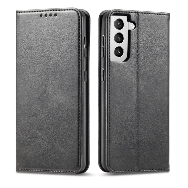 For Samsung Galaxy S21 5G Calf Texture Magnetic Horizontal Flip Leather Case with Holder & Card Slots & Wallet