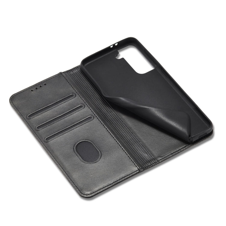 For Samsung Galaxy S21 5G Calf Texture Magnetic Horizontal Flip Leather Case with Holder & Card Slots & Wallet