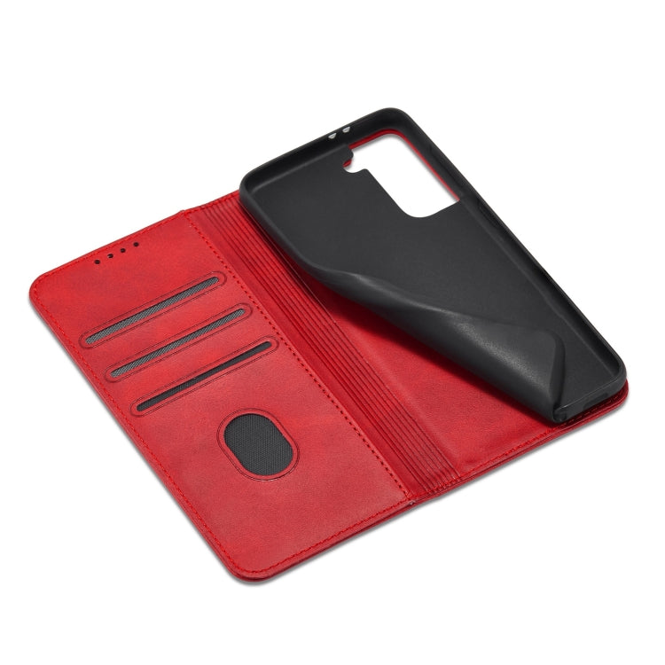 For Samsung Galaxy S21 5G Calf Texture Magnetic Horizontal Flip Leather Case with Holder & Card Slots & Wallet