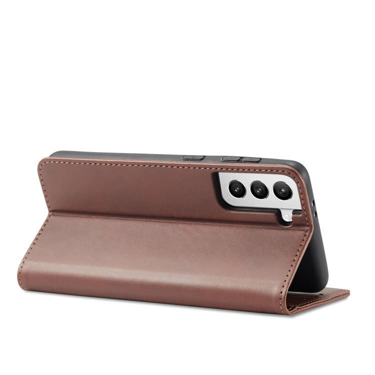 For Samsung Galaxy S21 5G Calf Texture Magnetic Horizontal Flip Leather Case with Holder & Card Slots & Wallet