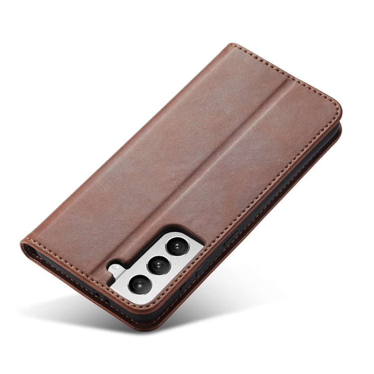For Samsung Galaxy S21 5G Calf Texture Magnetic Horizontal Flip Leather Case with Holder & Card Slots & Wallet