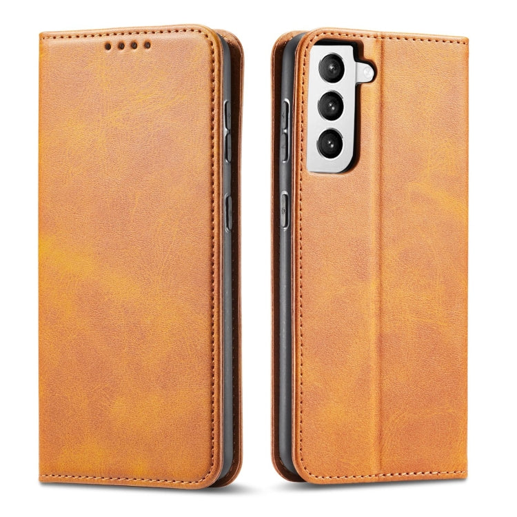 For Samsung Galaxy S21 5G Calf Texture Magnetic Horizontal Flip Leather Case with Holder & Card Slots & Wallet