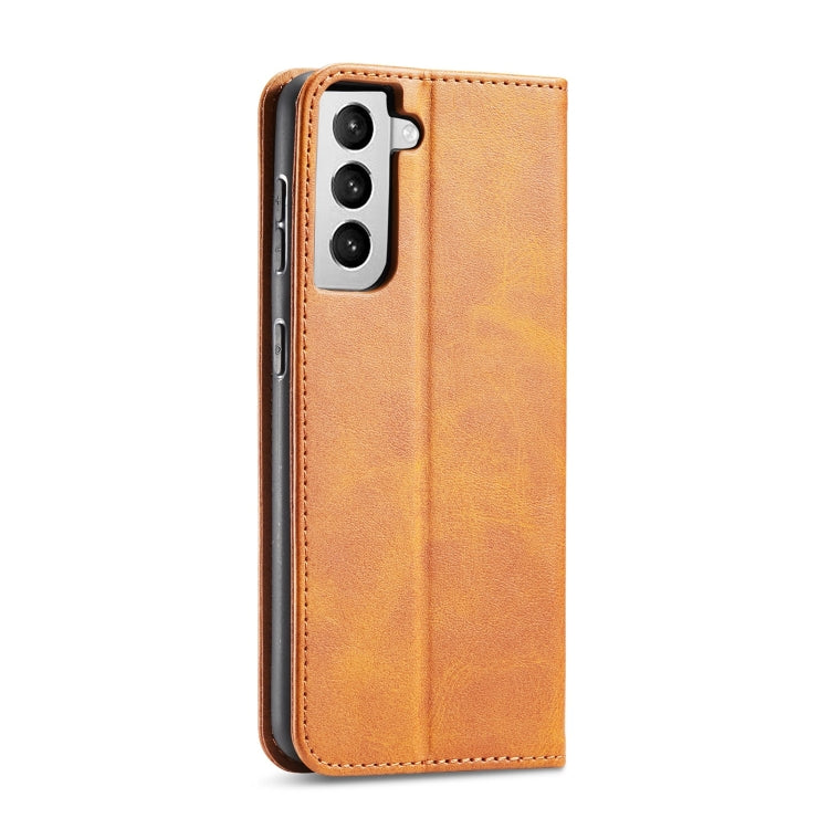 For Samsung Galaxy S21 5G Calf Texture Magnetic Horizontal Flip Leather Case with Holder & Card Slots & Wallet