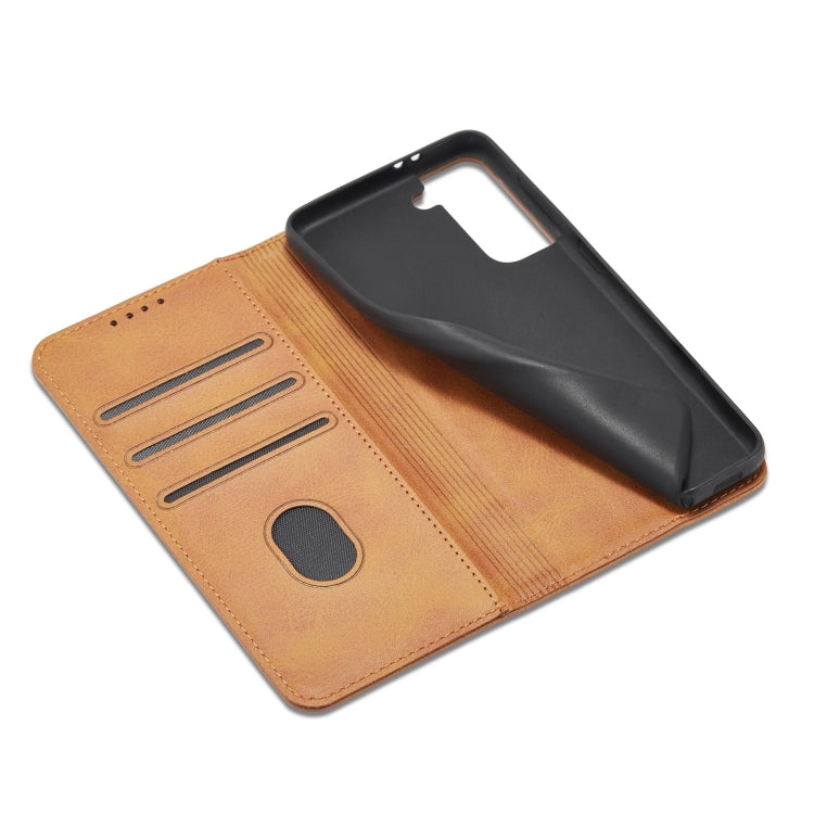 For Samsung Galaxy S21 5G Calf Texture Magnetic Horizontal Flip Leather Case with Holder & Card Slots & Wallet