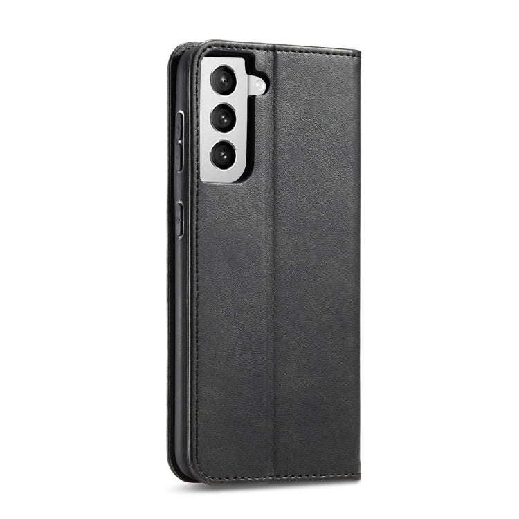 For Samsung Galaxy S21 FE Calf Texture Magnetic Horizontal Flip Leather Case with Holder & Card Slots & Wallet