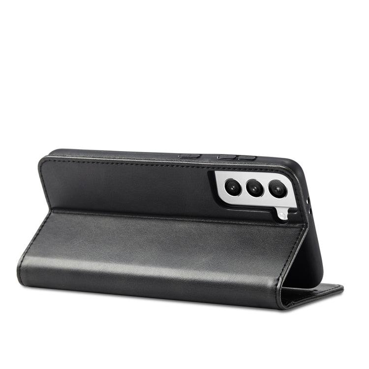 For Samsung Galaxy S21 FE Calf Texture Magnetic Horizontal Flip Leather Case with Holder & Card Slots & Wallet