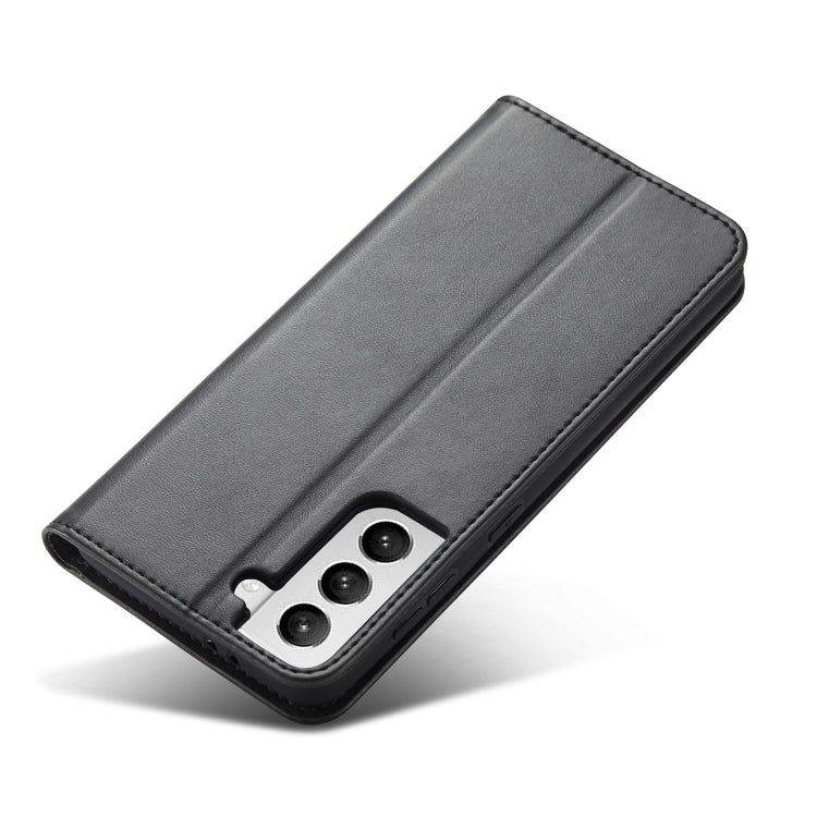 For Samsung Galaxy S21 FE Calf Texture Magnetic Horizontal Flip Leather Case with Holder & Card Slots & Wallet
