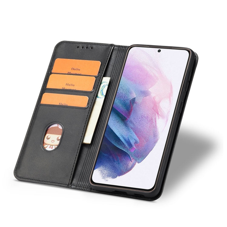 For Samsung Galaxy S21 FE Calf Texture Magnetic Horizontal Flip Leather Case with Holder & Card Slots & Wallet