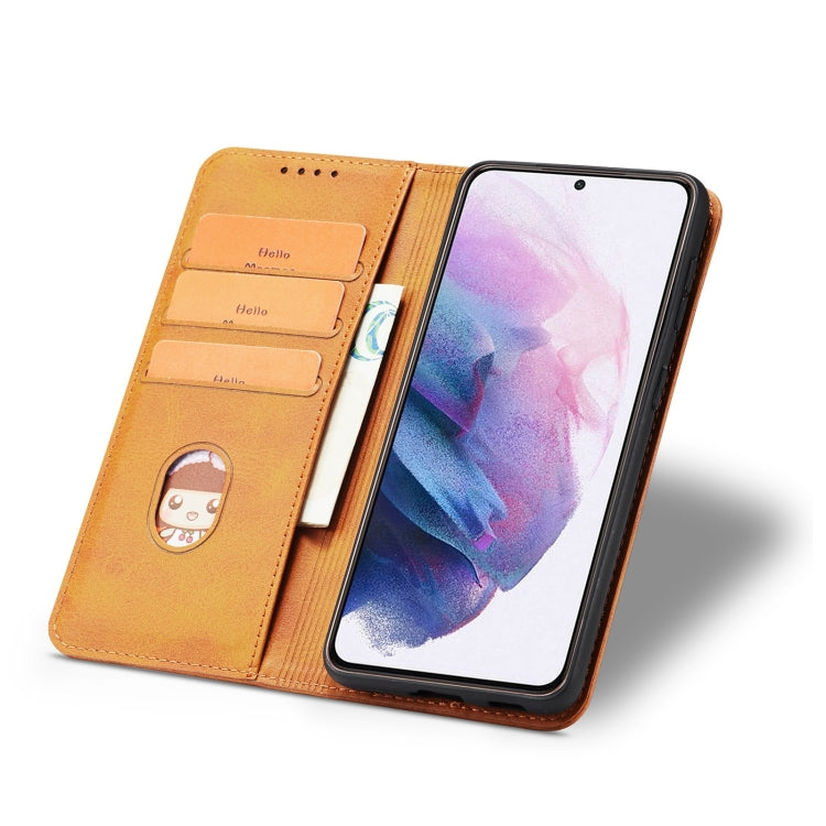 For Samsung Galaxy S21 FE Calf Texture Magnetic Horizontal Flip Leather Case with Holder & Card Slots & Wallet