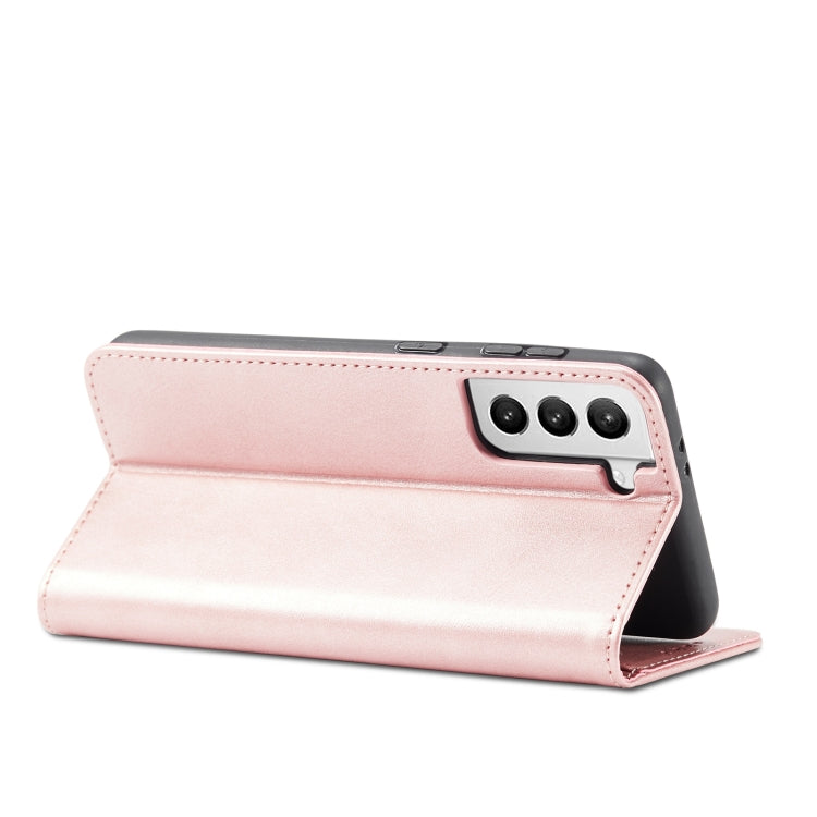 For Samsung Galaxy S21 FE Calf Texture Magnetic Horizontal Flip Leather Case with Holder & Card Slots & Wallet