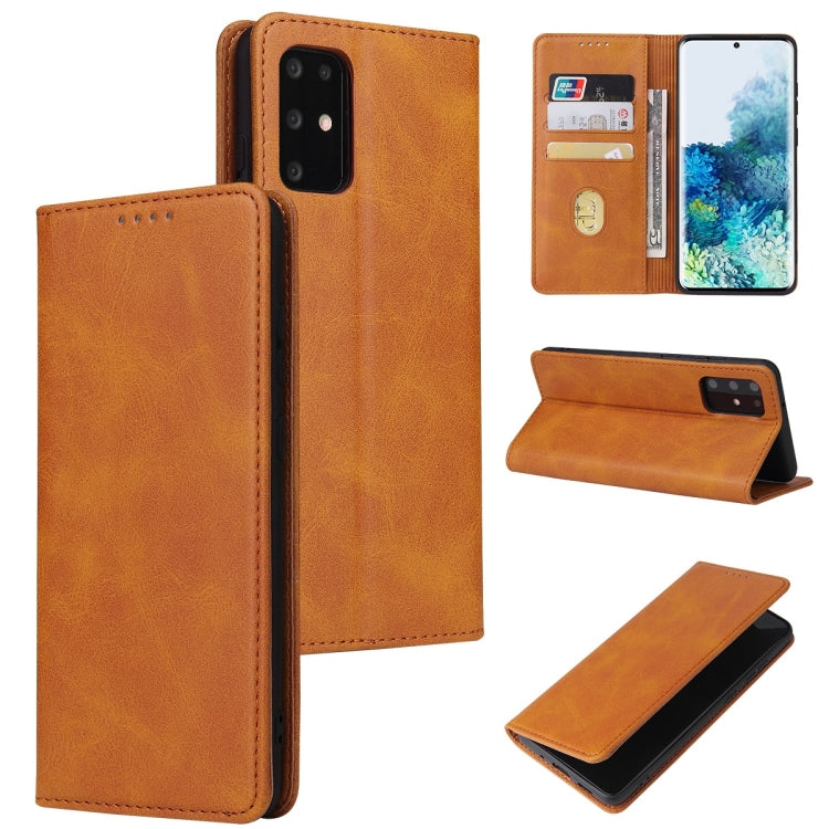 For Samsung Galaxy S20+ Calf Texture Magnetic Horizontal Flip Leather Case with Holder & Card Slots & Wallet