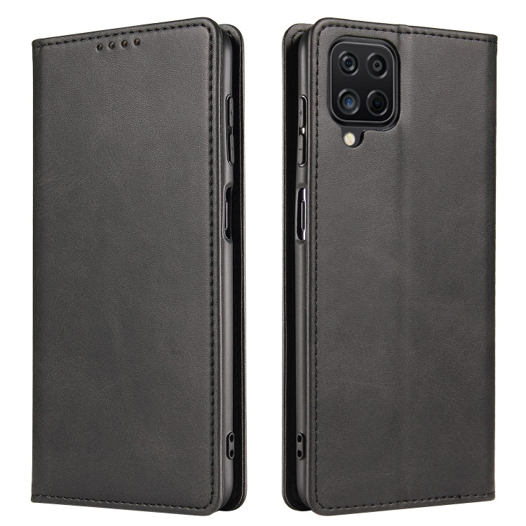 For Samsung Galaxy A12 Calf Texture Magnetic Horizontal Flip Leather Case with Holder & Card Slots & Wallet