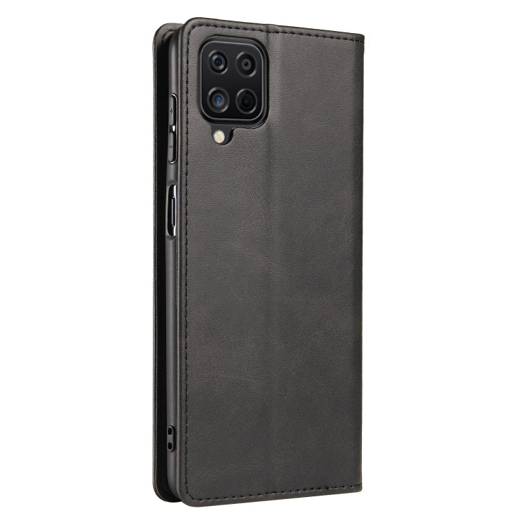 For Samsung Galaxy A12 Calf Texture Magnetic Horizontal Flip Leather Case with Holder & Card Slots & Wallet