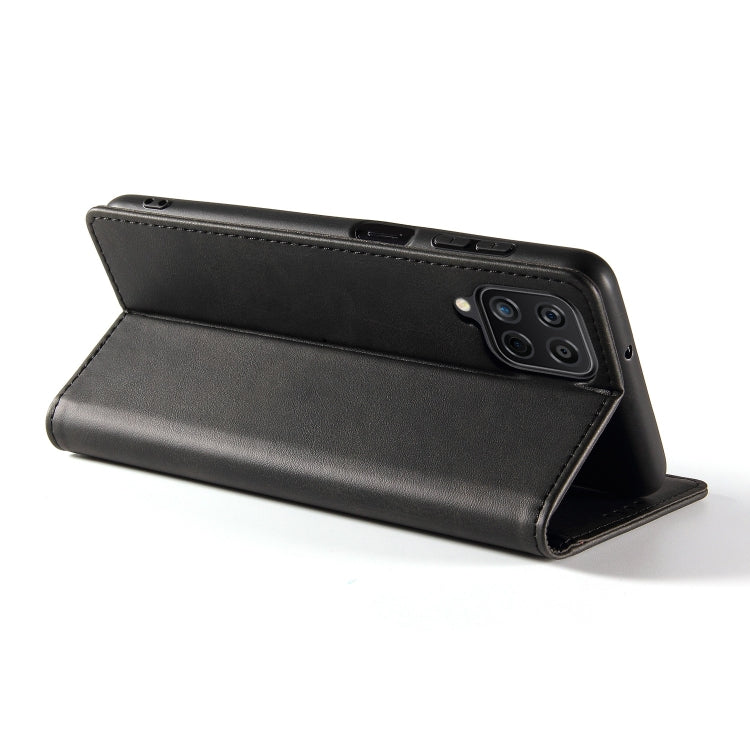 For Samsung Galaxy A12 Calf Texture Magnetic Horizontal Flip Leather Case with Holder & Card Slots & Wallet