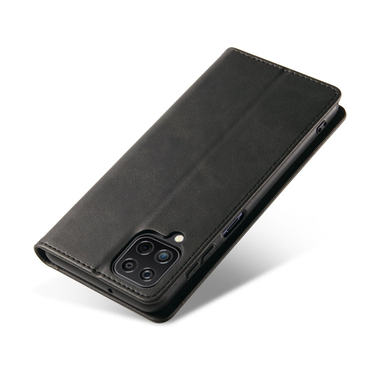 For Samsung Galaxy A12 Calf Texture Magnetic Horizontal Flip Leather Case with Holder & Card Slots & Wallet