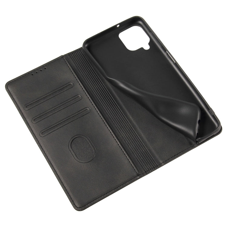 For Samsung Galaxy A12 Calf Texture Magnetic Horizontal Flip Leather Case with Holder & Card Slots & Wallet