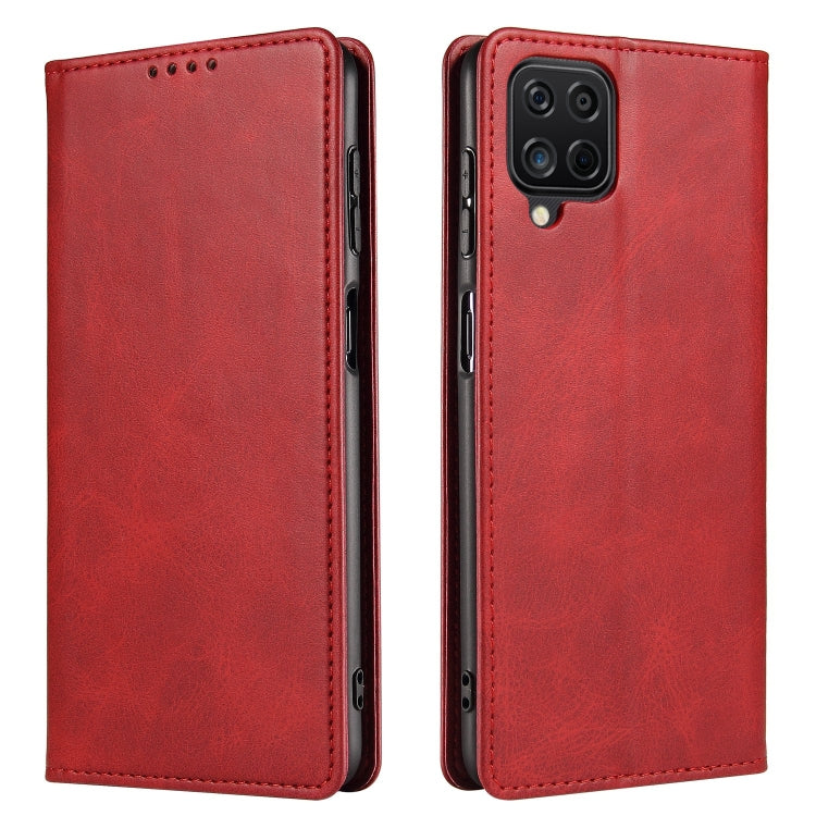 For Samsung Galaxy A12 Calf Texture Magnetic Horizontal Flip Leather Case with Holder & Card Slots & Wallet