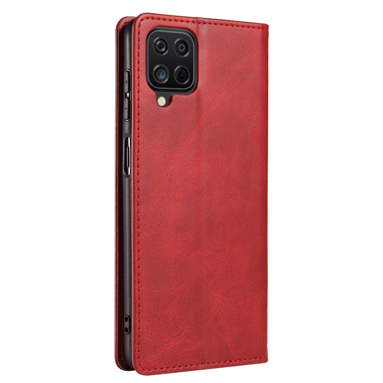 For Samsung Galaxy A12 Calf Texture Magnetic Horizontal Flip Leather Case with Holder & Card Slots & Wallet