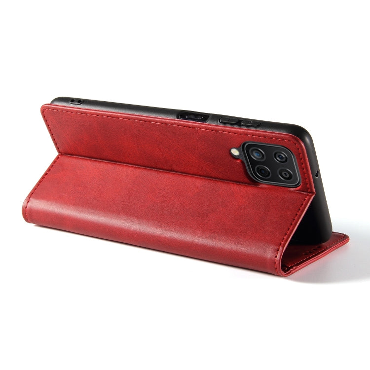 For Samsung Galaxy A12 Calf Texture Magnetic Horizontal Flip Leather Case with Holder & Card Slots & Wallet